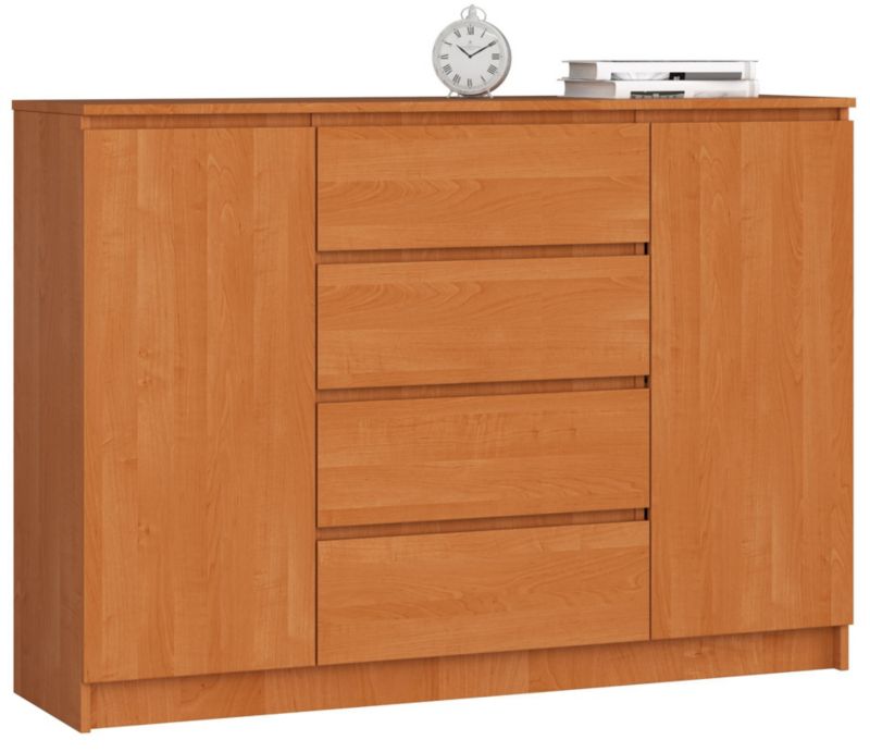 Kommode Akord K140 Olier 138 cm 2 døre 4 skuffer mat olieret farve 4 hylder 138x40x99 cm 1 stk.