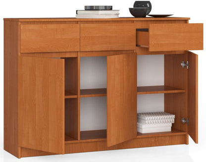 Kommode Akord K140 Olier 138 cm 3 døre 3 skuffer mat olieret farve 6 hylder 138x40x99 cm 1 stk.