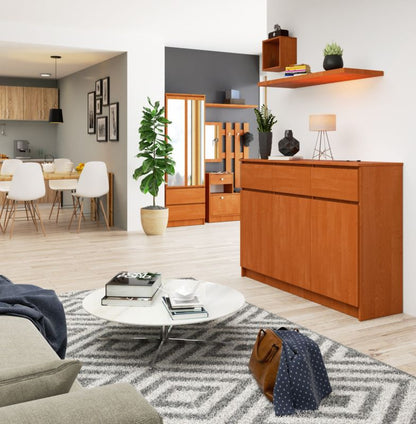 Kommode Akord K140 Olier 138 cm 3 døre 3 skuffer mat olieret farve 6 hylder 138x40x99 cm 1 stk.