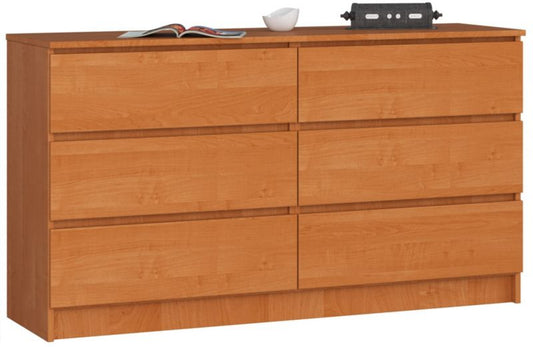 Kommode Akord K140 Elmetræ 138 cm 6 skuffer mat elmetræ 138x40x77 cm 1 stk.