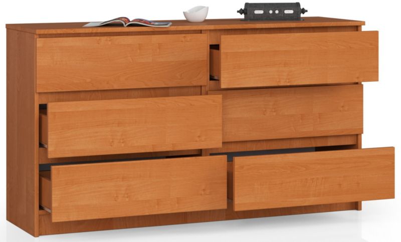 Kommode Akord K140 Elmetræ 138 cm 6 skuffer mat elmetræ 138x40x77 cm 1 stk.