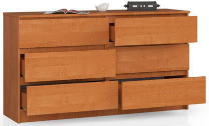 Kommode Akord K140 Elmetræ 138 cm 6 skuffer mat elmetræ 138x40x77 cm 1 stk.