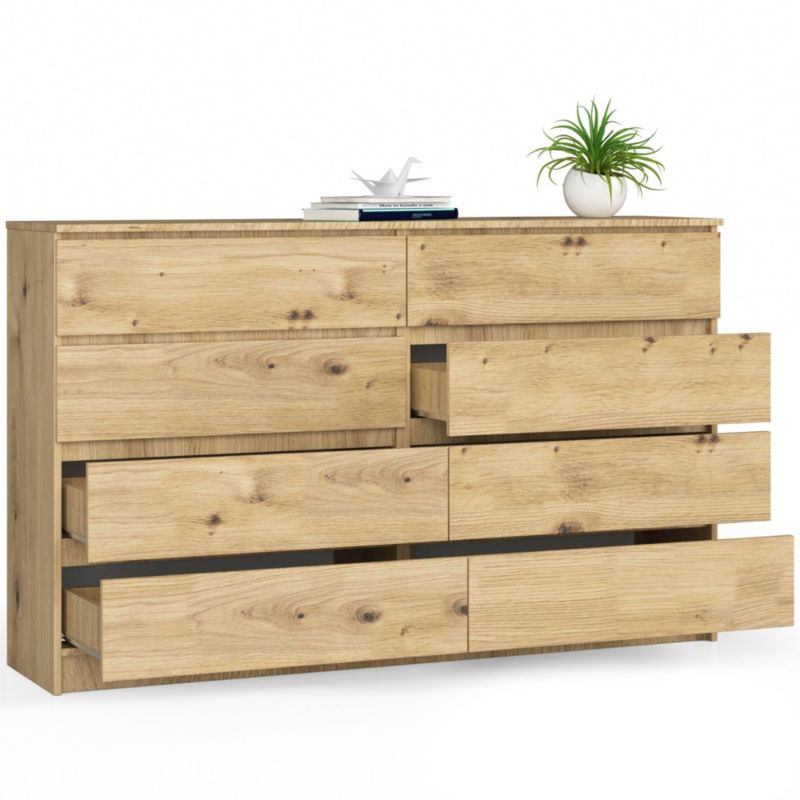 Kommode Akord K160 Eg Artisan 160 cm 8 skuffer farve Eg Artisan mat 160x40x99 cm 1 stk.
