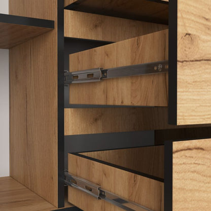 Kommode Akord K160 Eg Craft 160 cm 2 døre 4 skuffer farve Eg Craft mat 4 hylder 160x40x99 cm 1 stk.