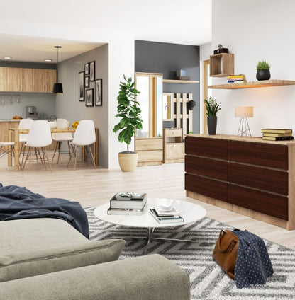 Kommode Akord K160 Eg Sonoma 160 cm 6 skuffer mat Wenge 160x40x77 cm 1 stk.