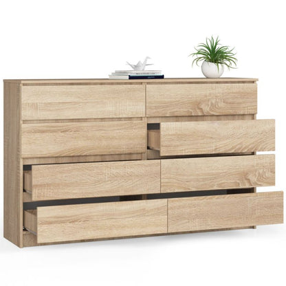 Kommode Akord K160 Eg Sonoma 160 cm 8 skuffer i mat-eg Sonoma 160x40x99 cm 1 stk.