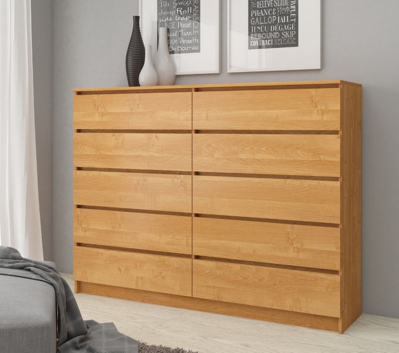 Kommode Akord K160 Olier 160 cm 10 skuffer mat olieret 160x40x121 cm 1 stk.