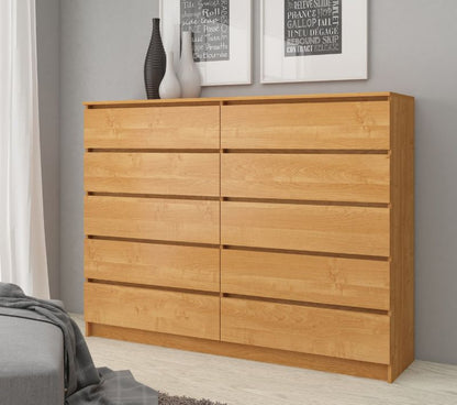 Kommode Akord K160 Olier 160 cm 10 skuffer mat olieret 160x40x121 cm 1 stk.