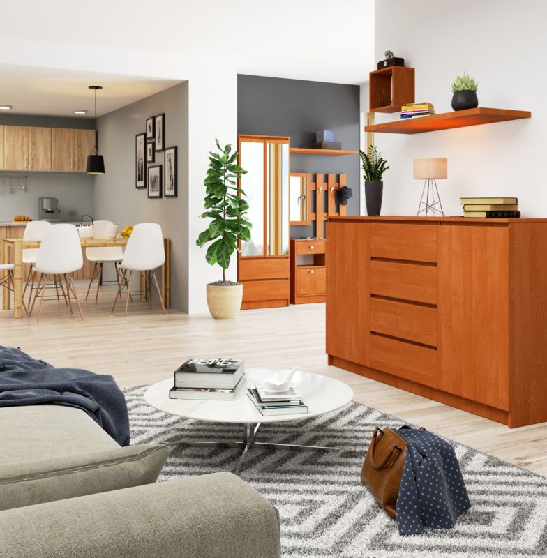 Kommode Akord K160 Olier 160 cm 2 døre 4 skuffer mat olieret farve 4 hylder 160x40x99 cm 1 stk.