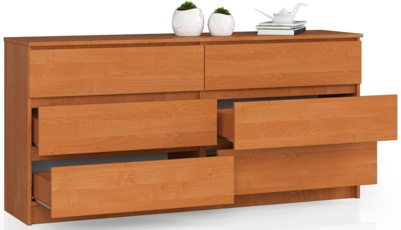 Akord K160 kommode i mat oliet ask 160 cm med 6 skuffer 160x40x77 cm 1 stk.