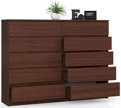 Kommode Akord K160 Wenge 160 cm 10 skuffer mat‑wenge 160x40x121 cm 1 stk.