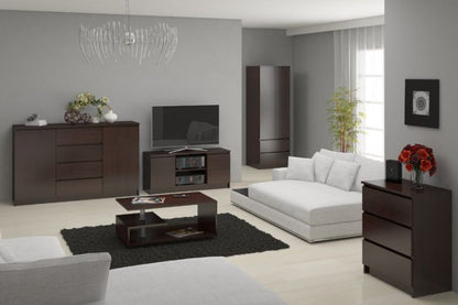 Kommode Akord K160 Wenge 160 cm 2 døre 4 skuffer mat Wenge farve 4 hylder 160x40x99 cm 1 stk.