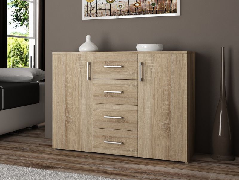 Komoda Akord K45 110 cm Eg Natur Mat 2 Låger 4 Skuffer
