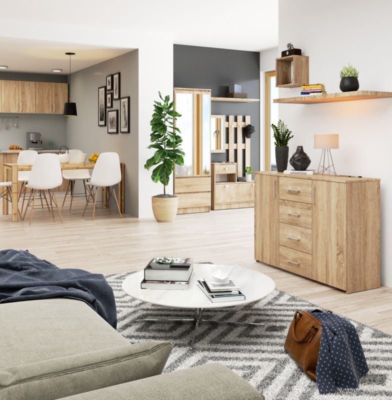 Komoda Akord K45 110 cm Eg Natur Mat 2 Låger 4 Skuffer