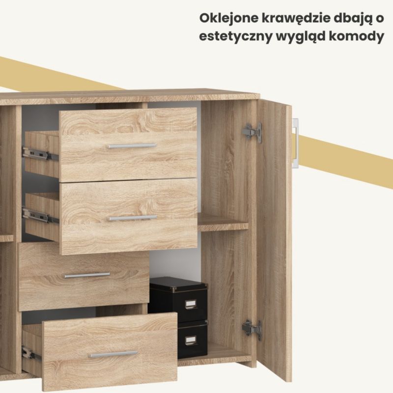 Komoda Akord K45 110 cm Eg Natur Mat 2 Låger 4 Skuffer