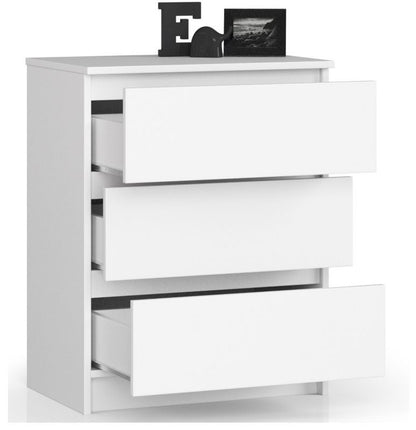 Akord K60 kommode hvid 60 cm 3 skuffer mat hvid 60x40x77 cm 1 stk.