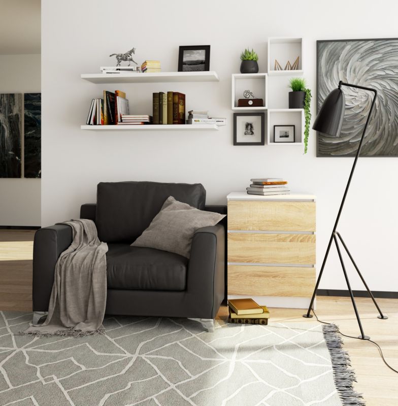 Kommode Akord K60 hvid 60 cm 3 skuffer, farve Sonoma eg mat, 60x40x77 cm, 1 stk.