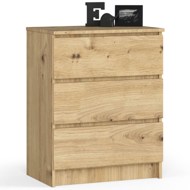 Komoda Akord K60 60 cm 3 Skuffer Egetræs Artisan Mat 60x40x77 cm