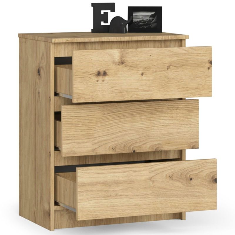 Kommode Akord K60 Eg Artisan 60 cm 3 skuffer farve Eg Artisan mat 60x40x77 cm 1 stk.
