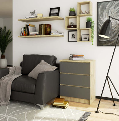 Kommode Akord K60 Artisan Eg 60 cm 3 skuffer mat grafitgrå 60x40x77 cm 1 stk.