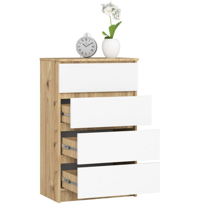 Kommode Akord K60 Artisan Eg 60 cm 4 skuffer mat hvid 60x40x99 cm 1 stk.