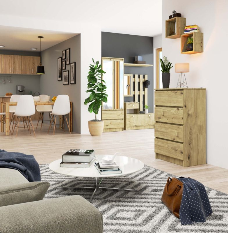 Kommode Akord K60 Eg Artisan 60 cm 4 skuffer farve Eg Artisan mat 60x40x99 cm 1 stk.