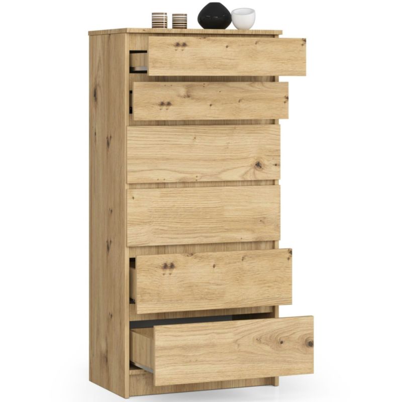 Kommode Akord K60 Eg Artisan 60 cm 6 skuffer farve Eg Artisan mat 60x40x130 cm 1 stk.