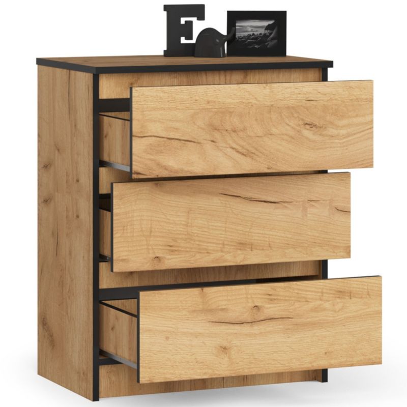 Akord K60 kommode 60 cm i mat craft-eg farve med 3 skuffer, 60x40x77 cm, 1 stk.