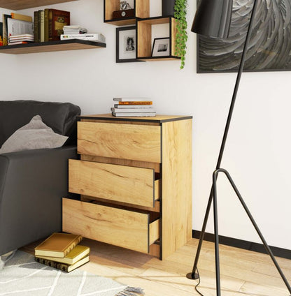 Akord K60 kommode 60 cm i mat craft-eg farve med 3 skuffer, 60x40x77 cm, 1 stk.