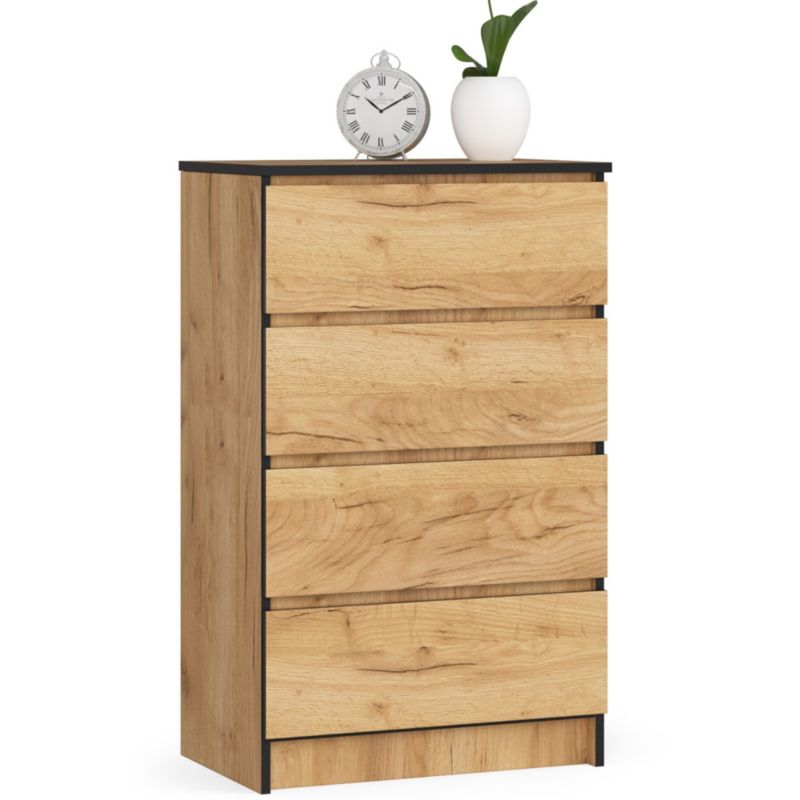 Kommode K60 Egetræ Craft 60 cm 4 Skuffer Mat 60x40x99 cm