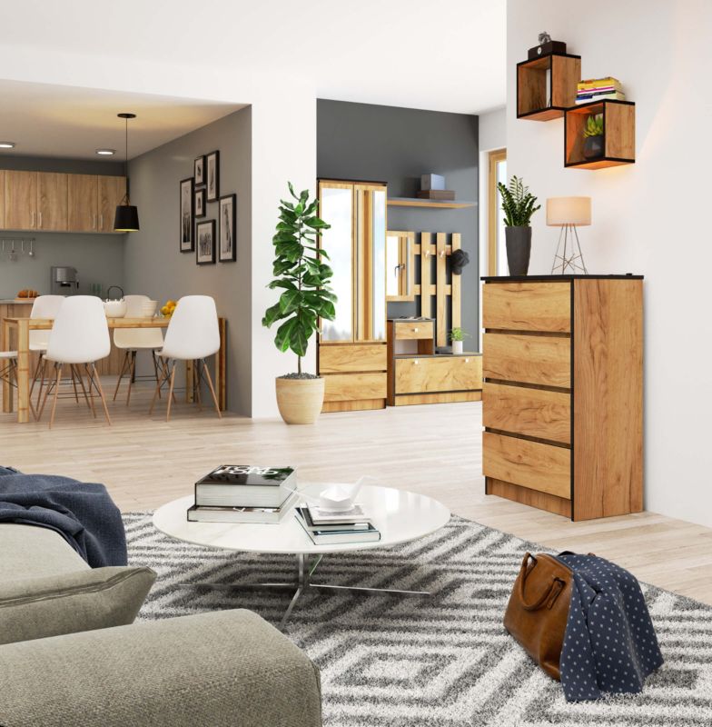 Kommode Akord K60 Eg Craft 60 cm 4 skuffer farve Eg Craft mat 60x40x99 cm 1 stk.