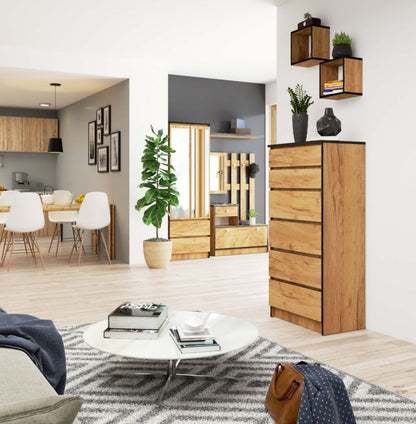 Kommode Akord K60 Eg Craft 60 cm 6 skuffer farve Eg Craft mat 60x40x130 cm 1 stk.