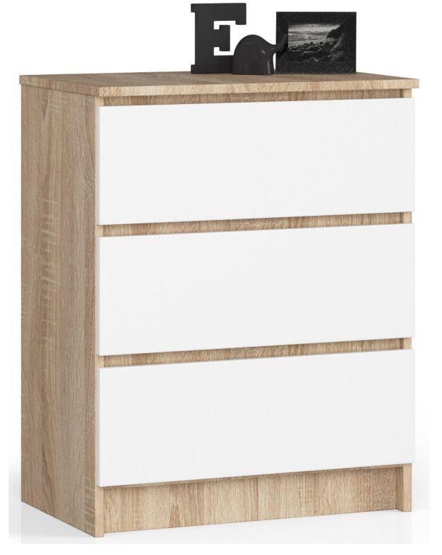 Komoda K60 60 cm 3 Skuffer Hvid Mat 60x40x77 cm