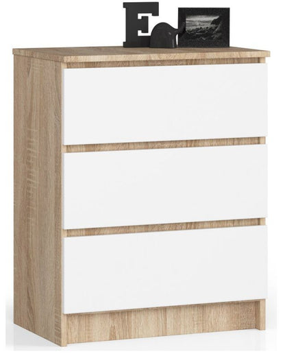 Komoda K60 60 cm 3 Skuffer Hvid Mat 60x40x77 cm