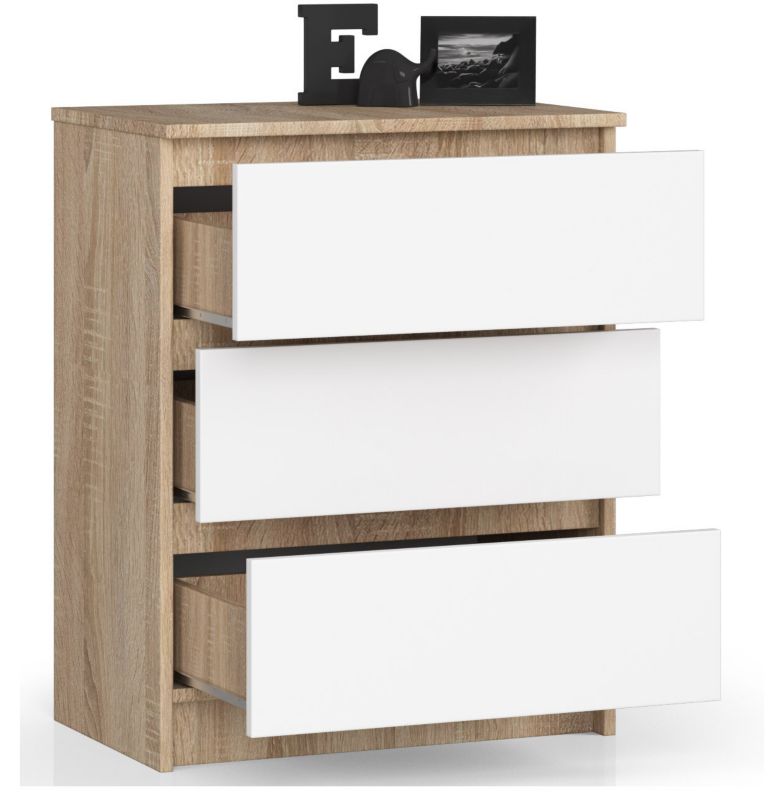 Komoda K60 60 cm 3 Skuffer Hvid Mat 60x40x77 cm