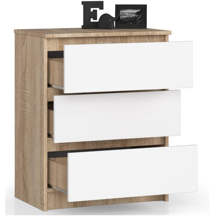 Komoda K60 60 cm 3 Skuffer Hvid Mat 60x40x77 cm