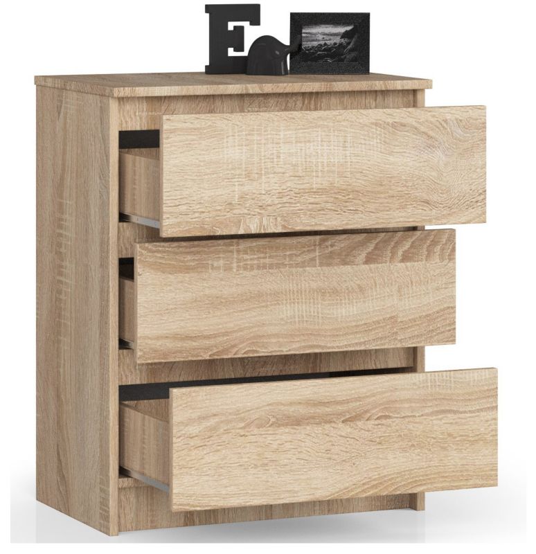 Kommode Akord K60 Eg Sonoma 60 cm 3 skuffer farve Eg Sonoma mat 60x40x77 cm 1 stk.