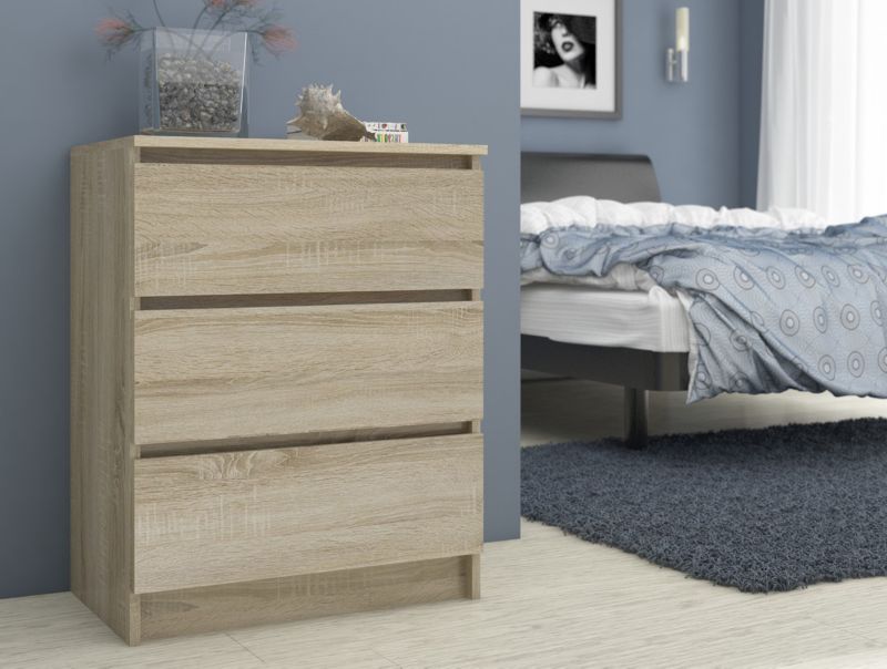 Kommode Akord K60 Eg Sonoma 60 cm 3 skuffer farve Eg Sonoma mat 60x40x77 cm 1 stk.