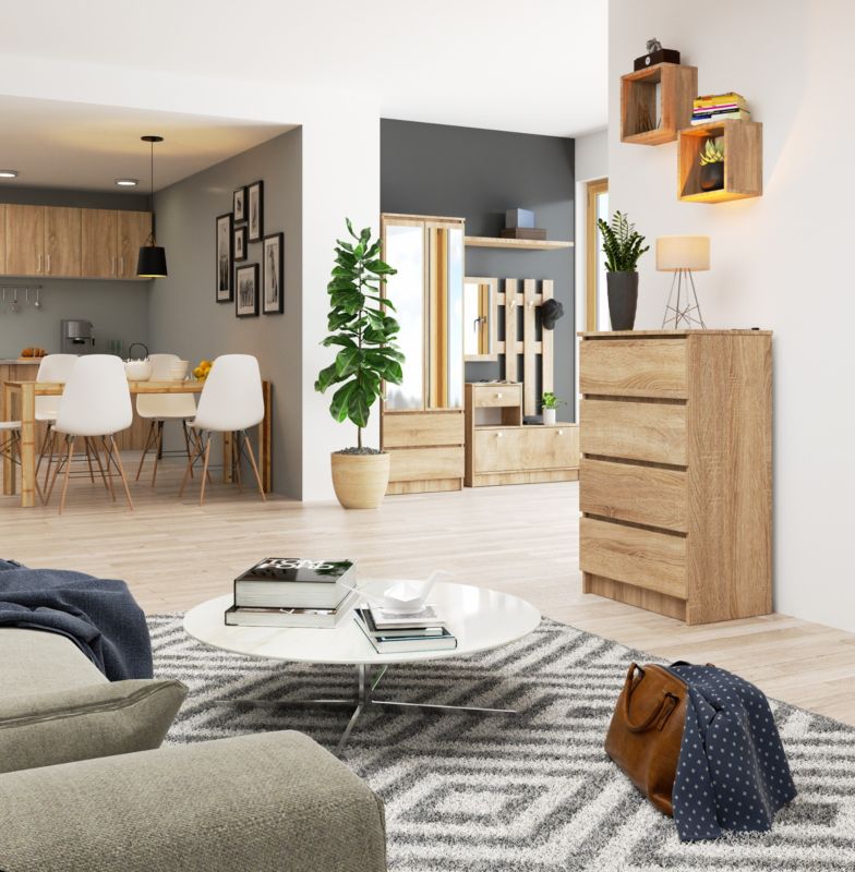 Kommode Akord K60 Eg Sonoma 60 cm 4 skuffer farve Eg Sonoma mat 60x40x99 cm 1 stk.