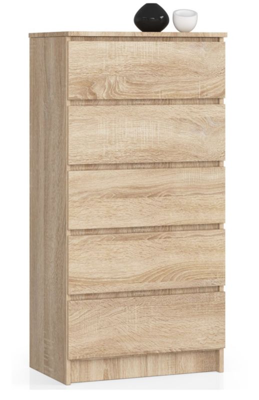 Komoda K60 60 cm 5 Skuffer Eg Sonoma Mat 60x40x121 cm