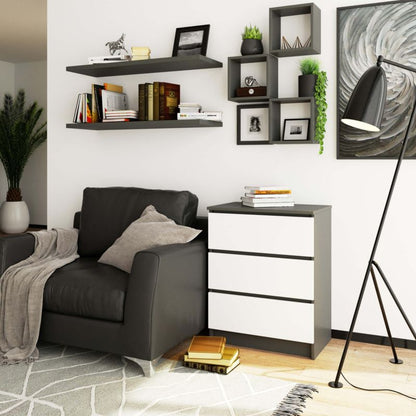 Kommode Akord K60 Grafitgrå 60 cm 3 skuffer hvid mat 60x40x77 cm 1 stk.