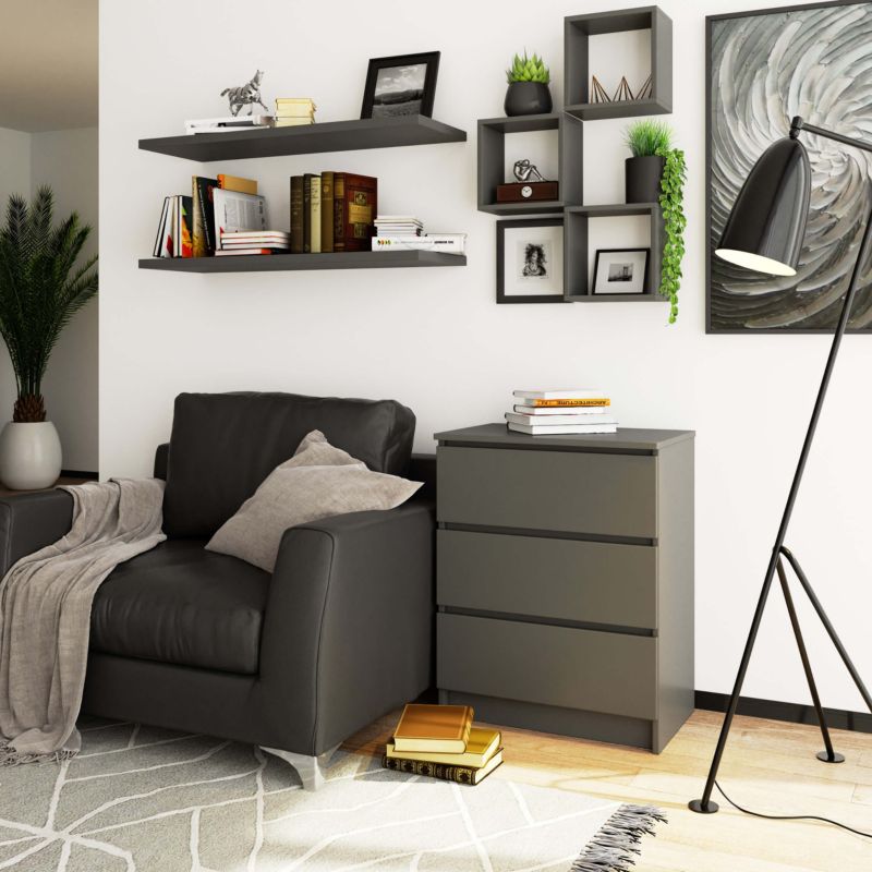 Kommode Akord K60 Grafitgrå 60 cm 3 skuffer mat grafitgrå 60x40x77 cm 1 stk.