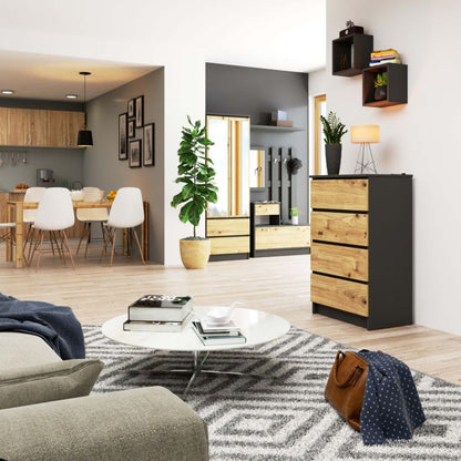 Kommode Akord K60 Grafitgrå 60 cm 4 skuffer, farve Artisan Eg mat, 60x40x99 cm, 1 stk.