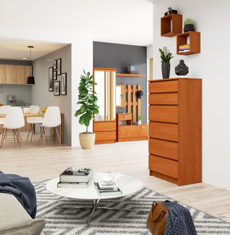 Kommode Akord K60 Olier 60 cm med 6 skuffer i mat olieret finish 60x40x130 cm 1 stk.