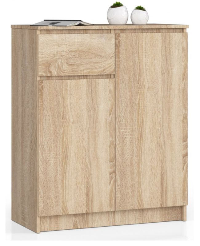 Komoda K80 80 cm Eg Sonoma Mat 2 Låger 1 Skuffe 4 Hylder