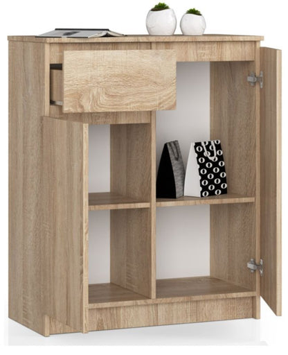 Kommode Akord K80 Eg Sonoma 80 cm 2 døre 1 skuffe farve Eg Sonoma mat 4 hylder 80x40x99 cm 1 stk.