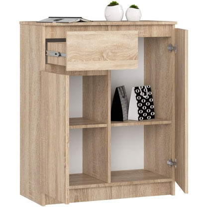 Komoda K80 80 cm Eg Sonoma Mat 2 Låger 1 Skuffe 4 Hylder