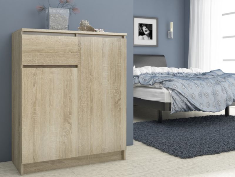 Komoda K80 80 cm Eg Sonoma Mat 2 Låger 1 Skuffe 4 Hylder