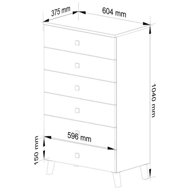 Komoda Mobi 60 cm 6 Skuffer Kaszmir Mat