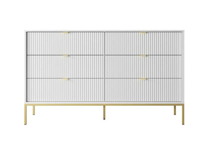 Komoda Almagro 6 Skuffer Rillet Hvid 154 cm